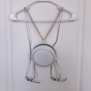 Forever21 white Faux Leather mini circle backpack